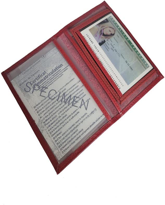 Etui carte grise, papiers voiture cuir 2 volets (rouge) – Lilosac