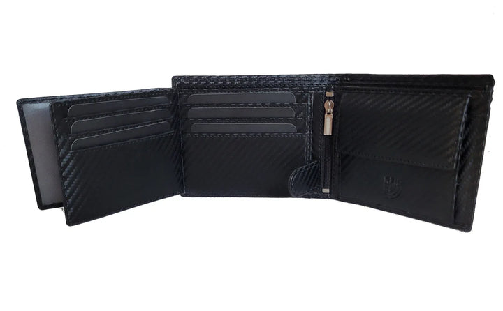 Portefeuille Carbone véritable Modèle Venise (Noir)