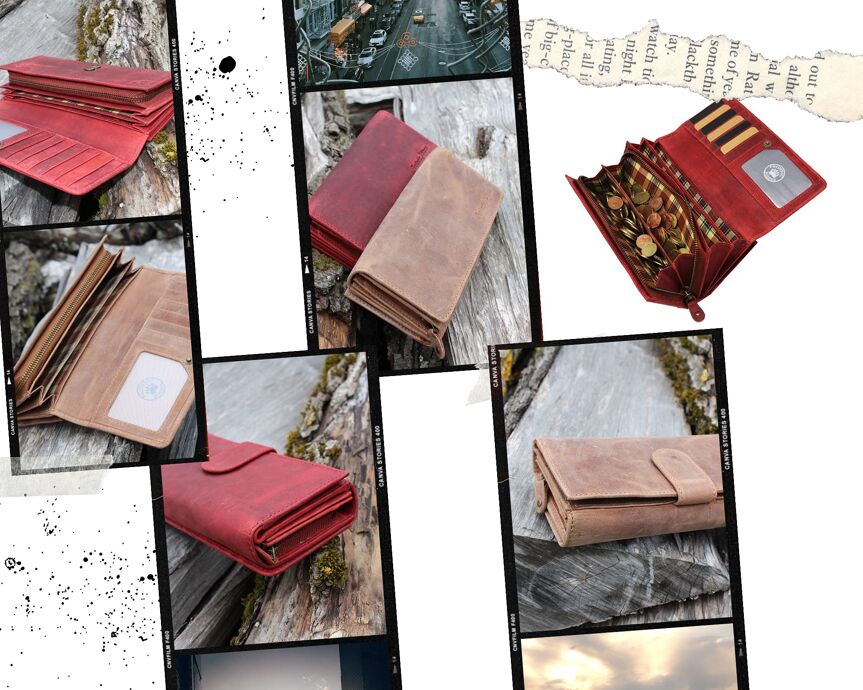 Grand Portefeuille femme Modèle Jungle (rouge)