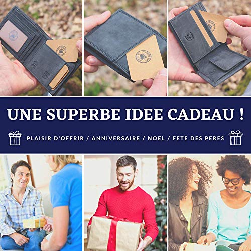 Portefeuille Homme Cuir Modèle Boston (Noir)