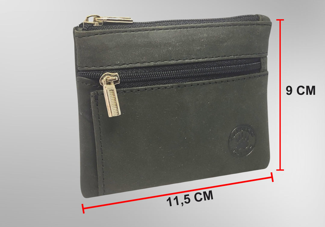 Porte-Monnaie carré en Cuir Modèle Aspen (Noir)