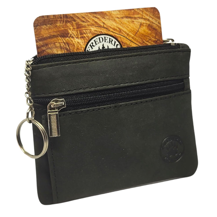 Porte-Monnaie carré en Cuir Modèle Aspen (Noir)