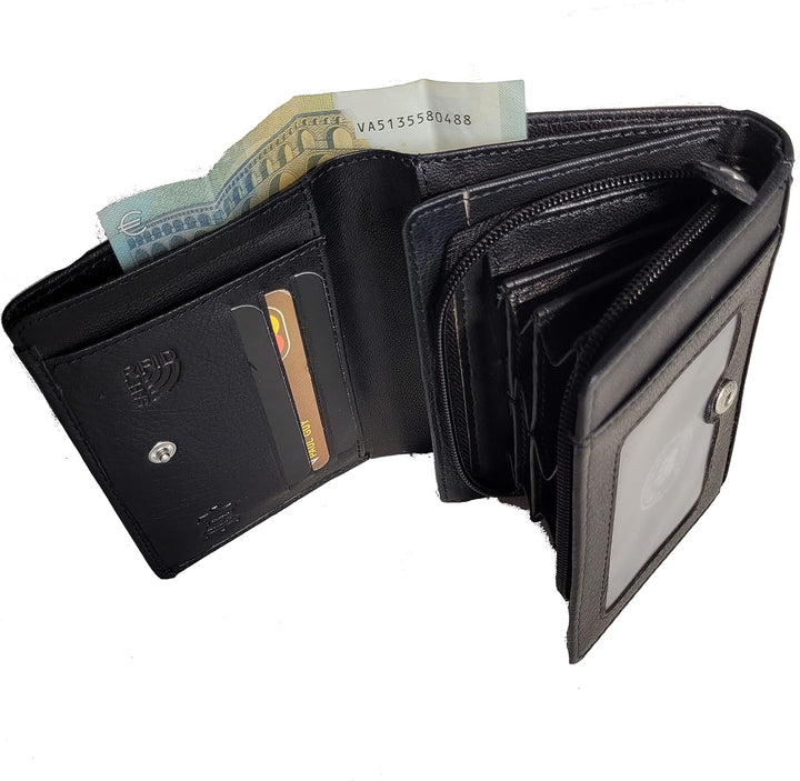 Monnayeur Euro en Cuir 8 Compartiments – Porte-Monnaie euro (Noir)