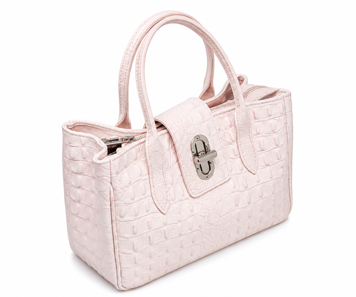 Petit Sac à Main en Cuir d'Italie avec 2 Poignées et Bandoulière Fermoir Inclus pour Style élégant Modèle Lila