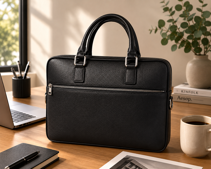 Porte document en cuir véritable, convient pour le travail, le transport d'un PC de 14 pouces et plus. Modèle Timo