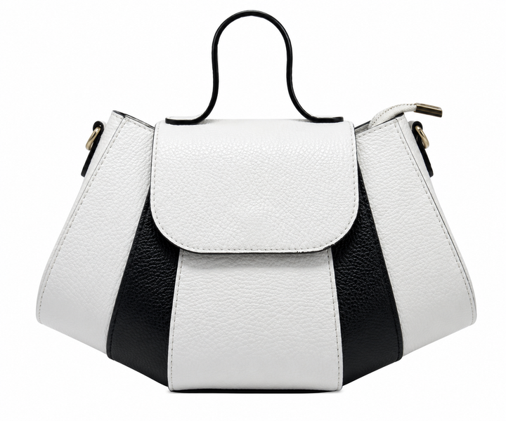 Petit Sac à Main en Cuir d'Italie avec Poche Centrale à Ouverture par Rabat Modèle Camelia