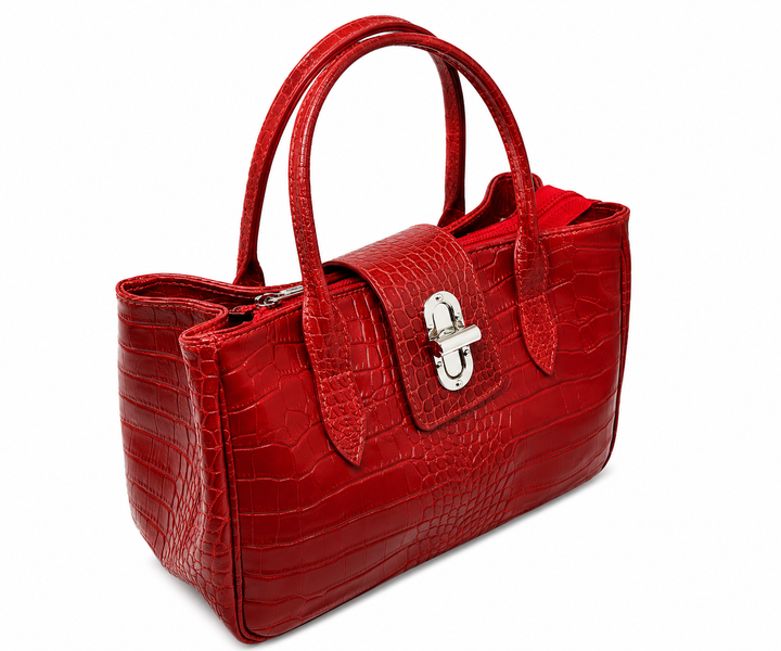 Petit Sac à Main en Cuir d'Italie avec 2 Poignées et Bandoulière Fermoir Inclus pour Style élégant Modèle Lila