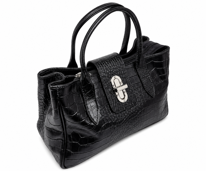Petit Sac à Main en Cuir d'Italie avec 2 Poignées et Bandoulière Fermoir Inclus pour Style élégant Modèle Lila