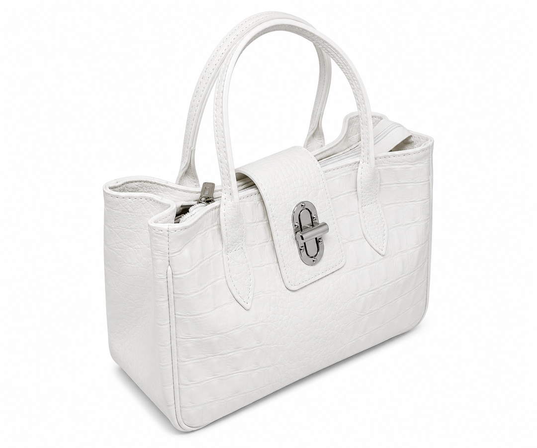 Petit Sac à Main en Cuir d'Italie avec 2 Poignées et Bandoulière Fermoir Inclus pour Style élégant Modèle Lila