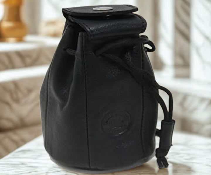 Grand Porte Monnaie Bourse en Cuir (Noir)