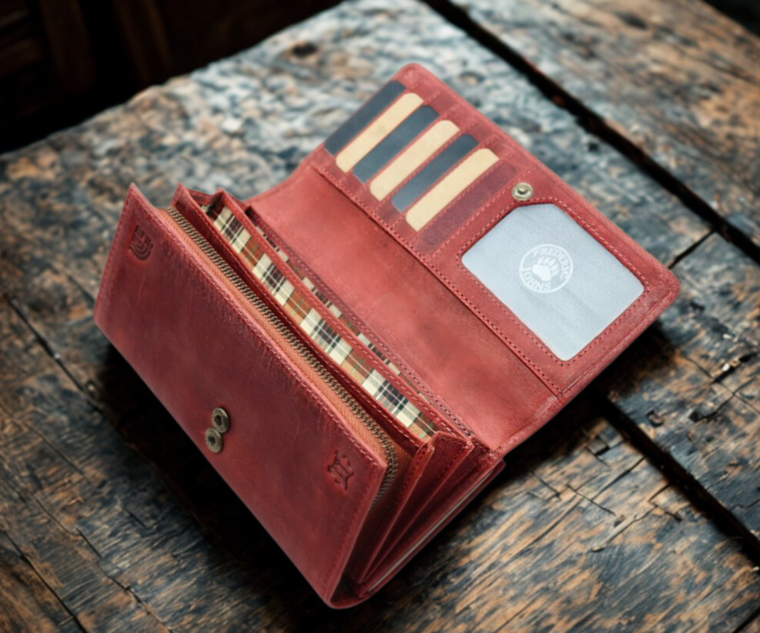 Grand Portefeuille femme Modèle Jungle (rouge)