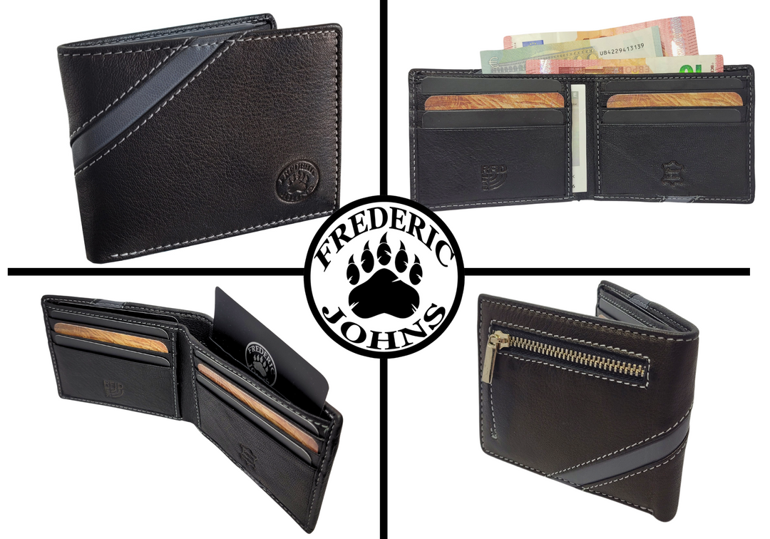 Portefeuille en Cuir Modèle Atlanta (Noir/Gris)