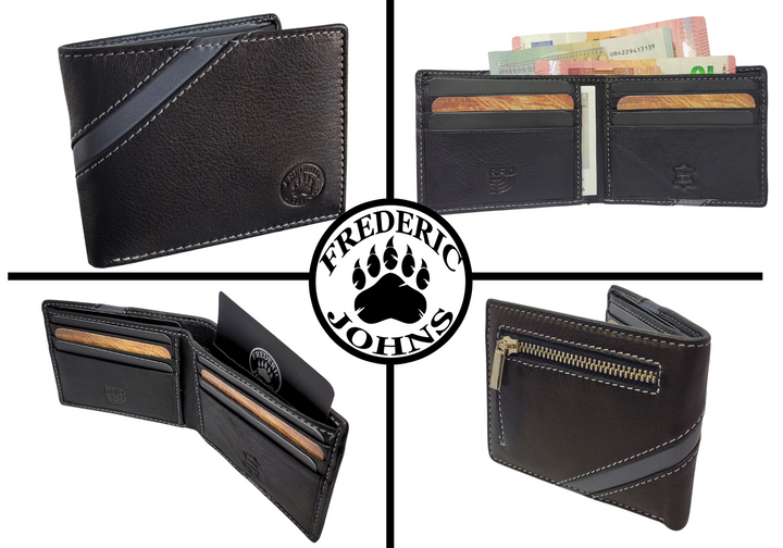 Portefeuille en Cuir Modèle Atlanta (Noir/Gris)