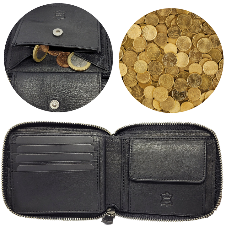 Portefeuille Zippé Modèle New York (Noir)