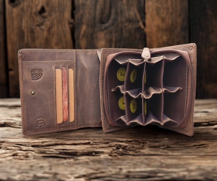 Monnayeur Euro en Cuir 8 Compartiments – Porte-Monnaie euro (Vintage)