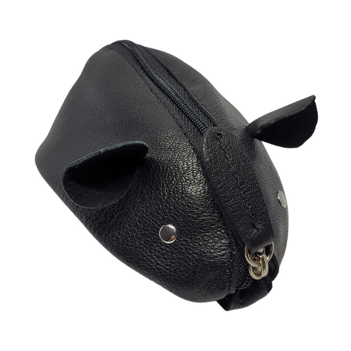 Porte-monnaie Modèle Souris en cuir (Noir)
