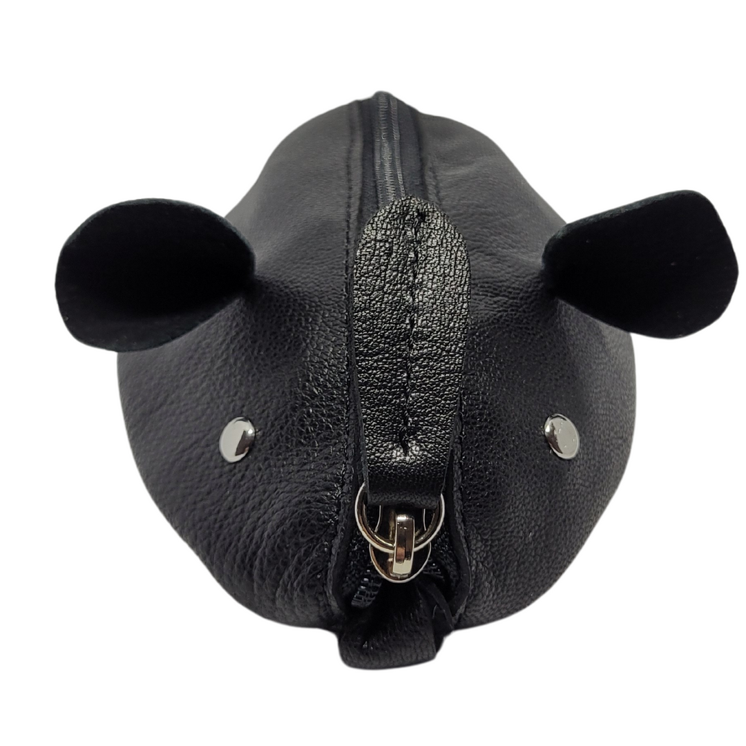Porte-monnaie Modèle Souris en cuir (Noir)