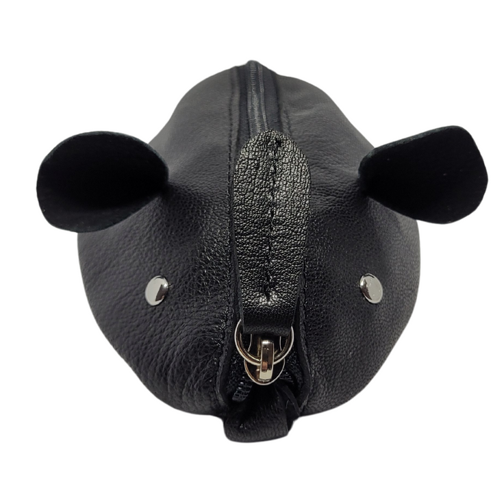 Porte-monnaie Modèle Souris en cuir (Noir)