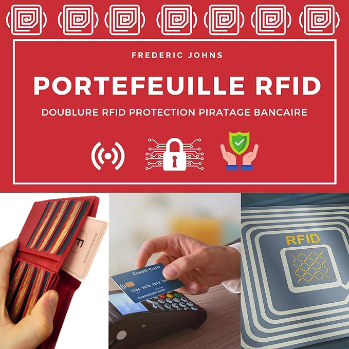 Portefeuille Homme Grand Classique - modèle World (Rouge)