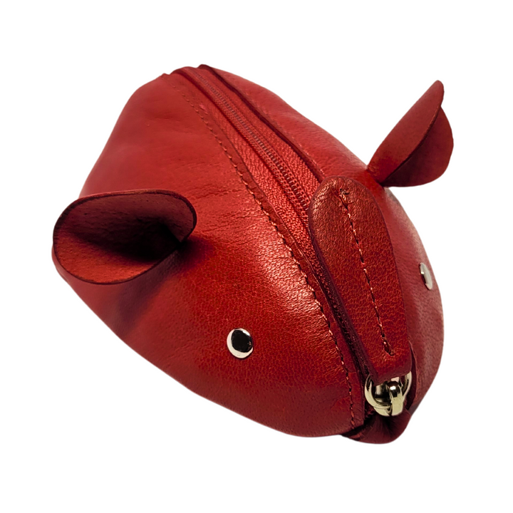 Porte-monnaie Modèle Souris en cuir (Rouge)
