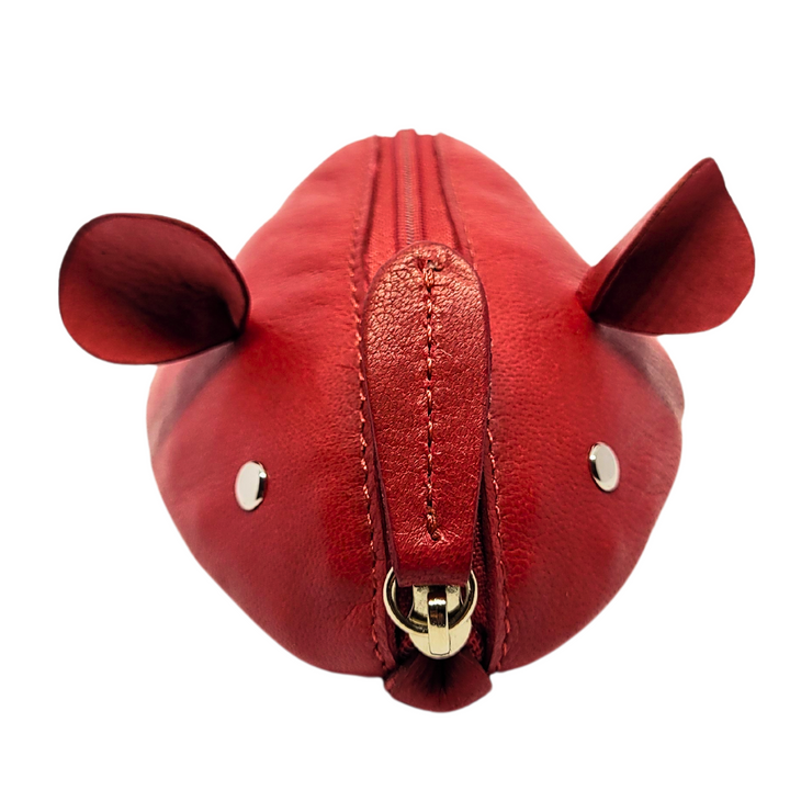 Porte-monnaie Modèle Souris en cuir (Rouge)