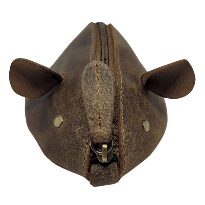 Porte-monnaie Modèle Souris en cuir (Marron Vintage)
