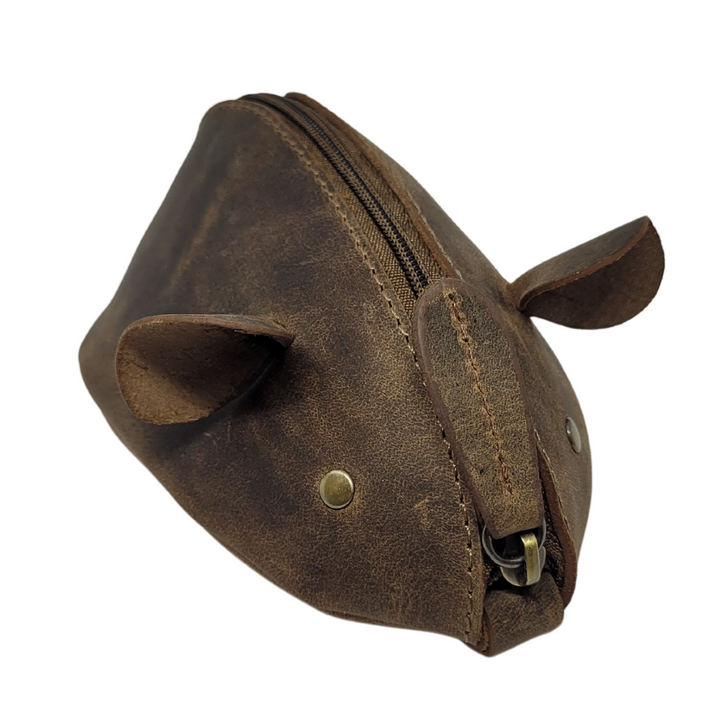 Porte-monnaie Modèle Souris en cuir (Marron Vintage)