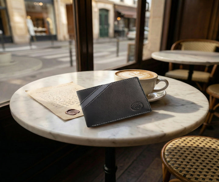 Portefeuille en Cuir Modèle Atlanta (Noir/Gris)