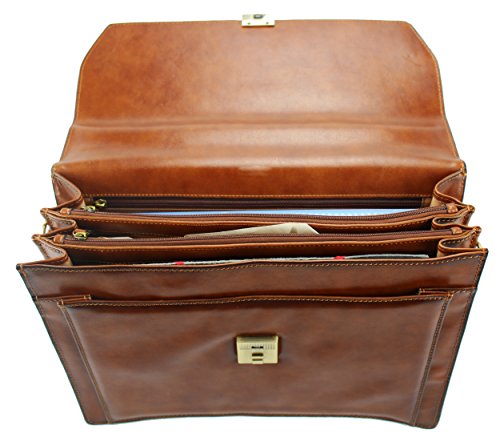 "Cartable" en cuir lisse (Marron)