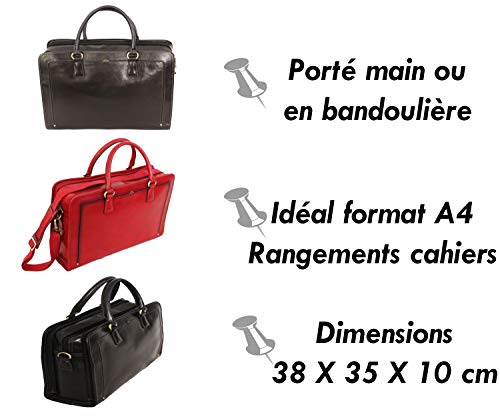 "Sac en cuir Format A4" (Noir)