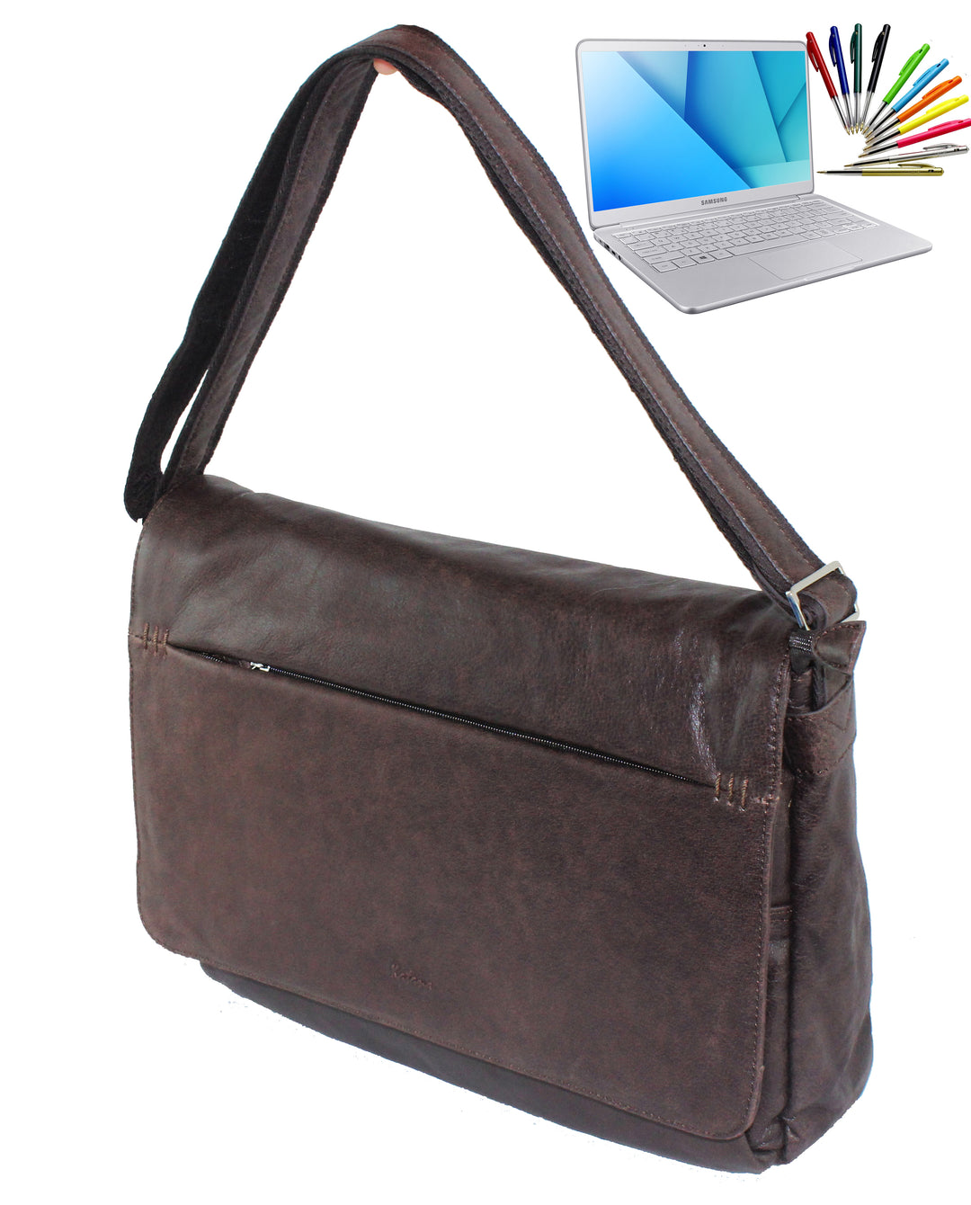 "Sac homme" cuir de buffle (Marron)