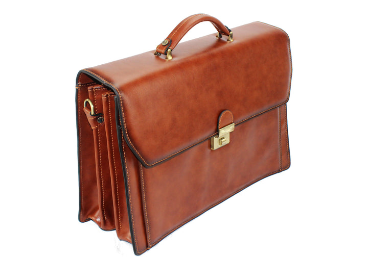 "Cartable" en cuir lisse (Marron)